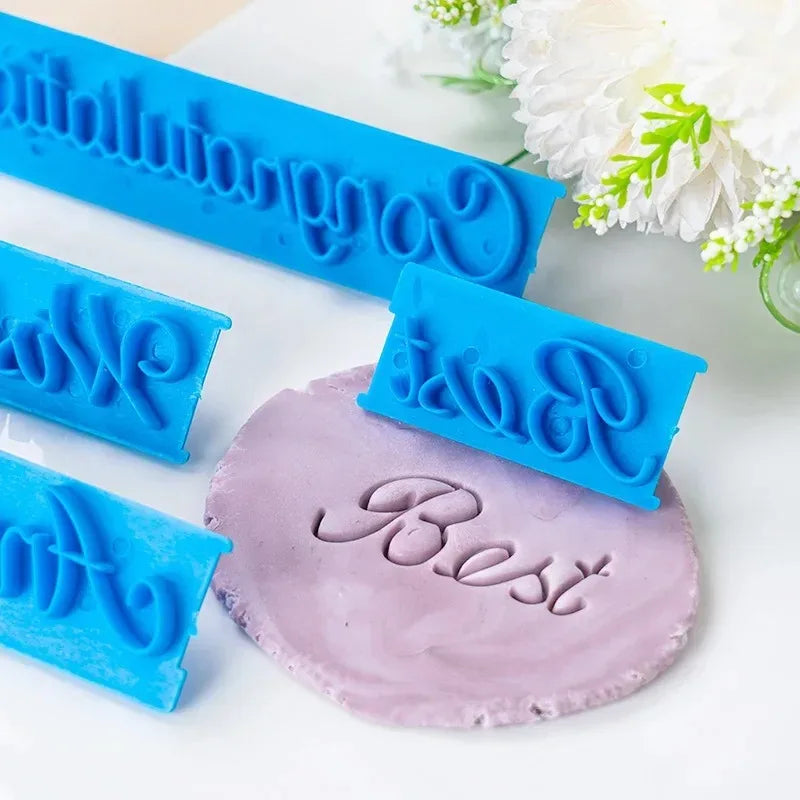 1 Set Cake Baking Molds Alphabet Letter Words Cookie Press Stamp Embosser Cutter Fondant Mould Happy Birthday Cake Decoration
