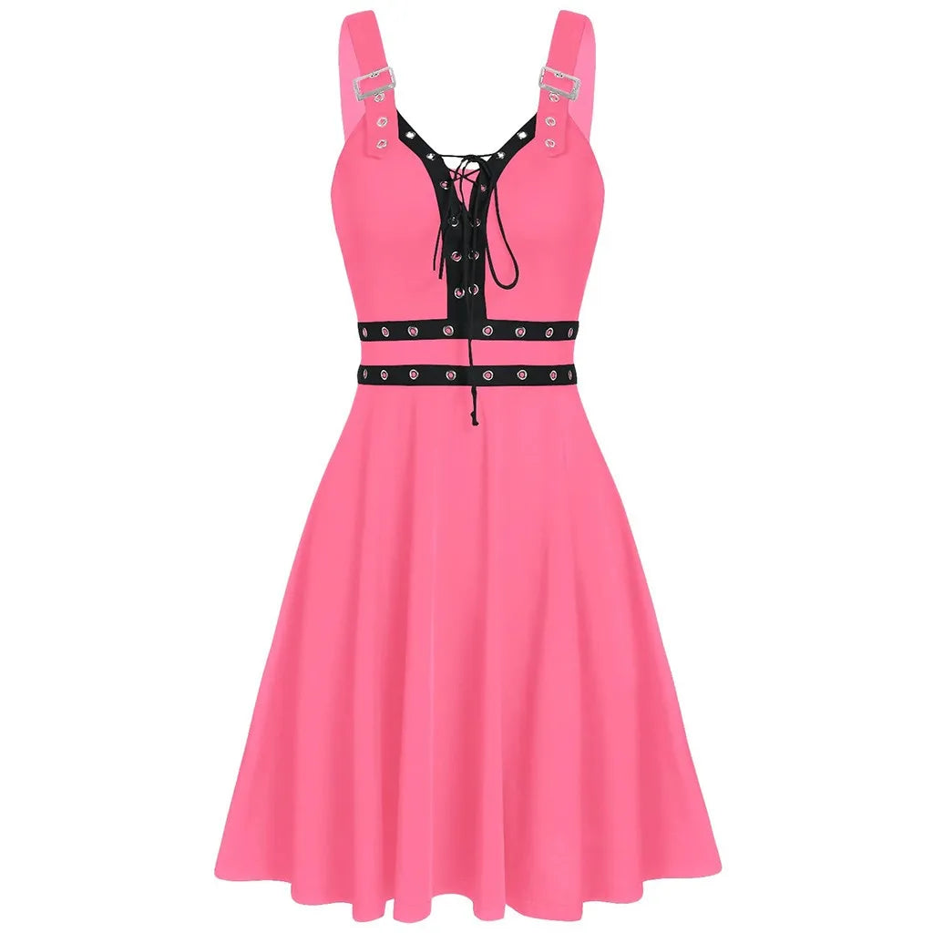 Women Plus Size Cool Solid Bandage Irregular Hem Sleeveless Camisole Mini Dress Elegant Women'S Dresses For Party Vestidos Femin