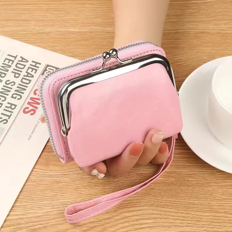 Women's Wallets Vintage Style Coin Purses Large Capacity Card Holder Wrist Strap Short Small Change Storage Bag Women Wallet