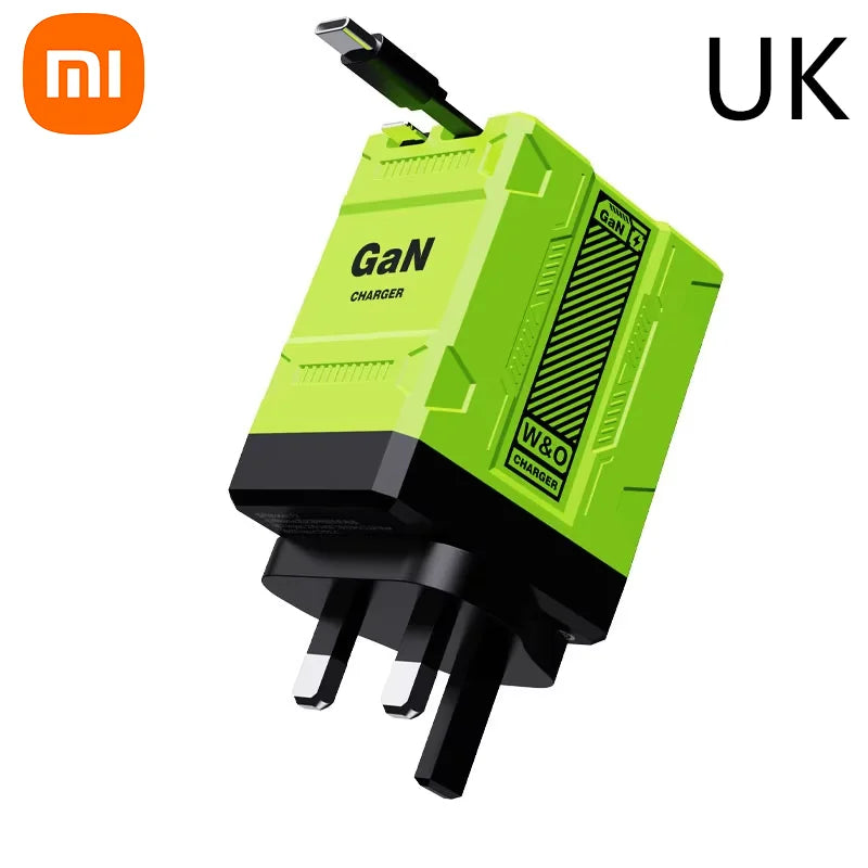 Xiaomi 120W GaN Fast Charger Compatible With Retractable Type-c And Ligtning Cable Portable Adapter For Iphone 16 Ipad Macbook