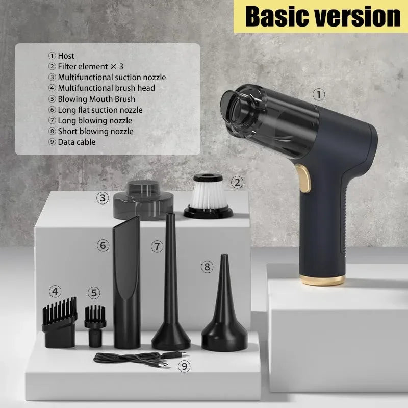 1290000Pa Car Vacuum Cleaner 2 -in-1 Portable Wireless Car Vacuum Cleaner Handheld Home Car Dual Use Vacuum Cleaners