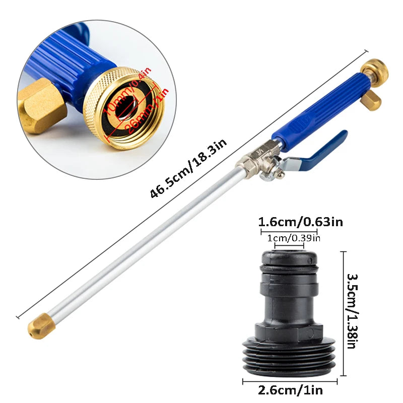 1pc High Pressure Water Gun, Car Washer Wand, Long Water Gun, Water Hose Nozzle, Garden Hose Sprayer for Garden Watering