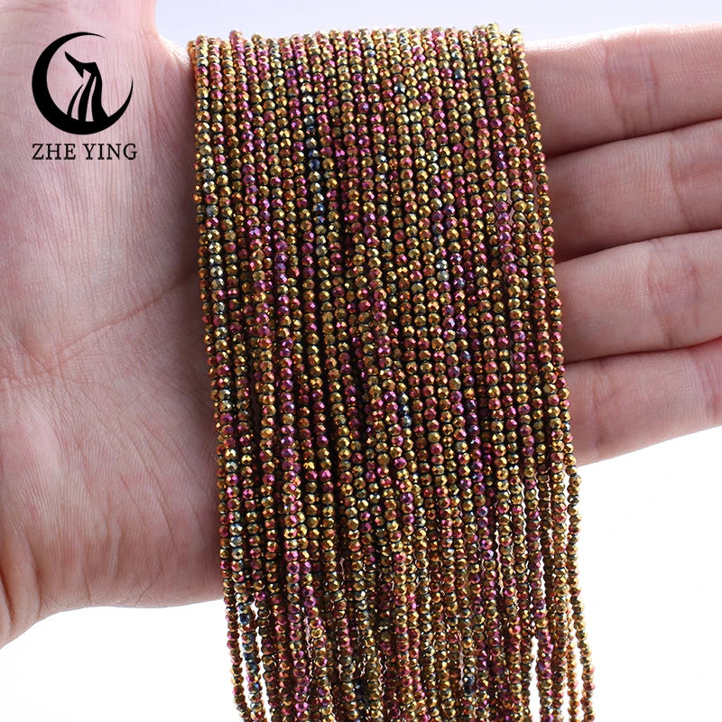 Zhe Ying New 2mm Electroplating AB Crystal Beads Small Loose Faceted Spacer Beads for Jewelry Making DIY Accessories