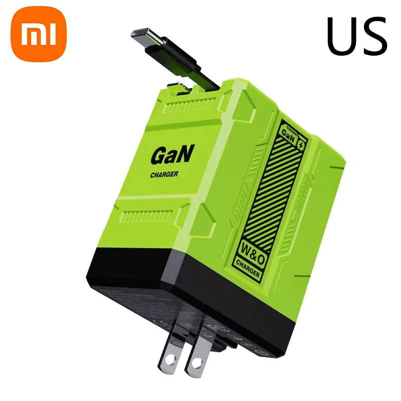 Xiaomi 120W GaN Fast Charger Compatible With Retractable Type-c And Ligtning Cable Portable Adapter For Iphone 16 Ipad Macbook