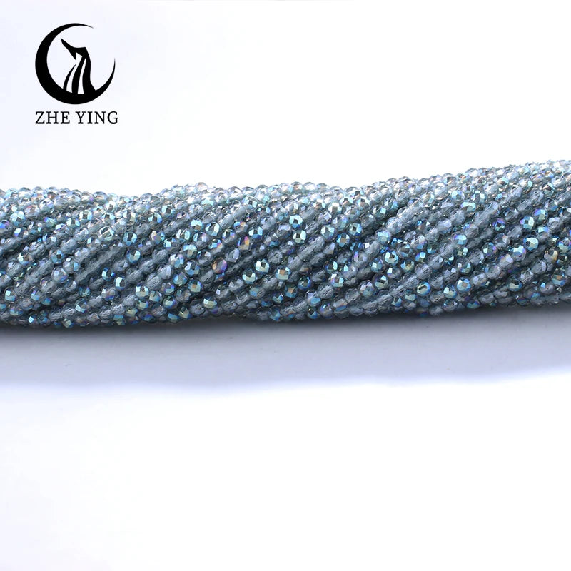 Zhe Ying New 2mm Electroplating AB Crystal Beads Small Loose Faceted Spacer Beads for Jewelry Making DIY Accessories