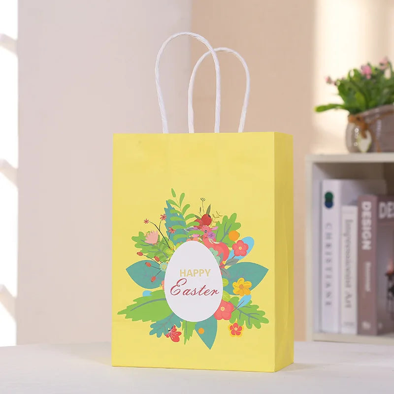 Bunny Rabbit Paper Bag Cartoon Gift Bag for Happy Easter Party Decorations Kids Gift Cookies Packaging Bags