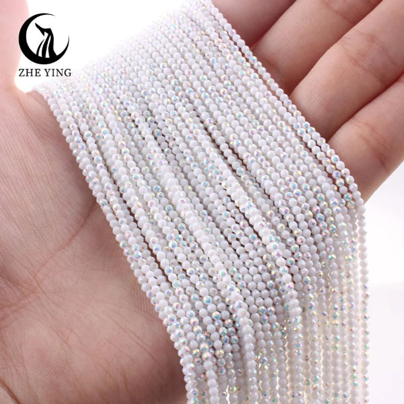 Zhe Ying New 2mm Electroplating AB Crystal Beads Small Loose Faceted Spacer Beads for Jewelry Making DIY Accessories