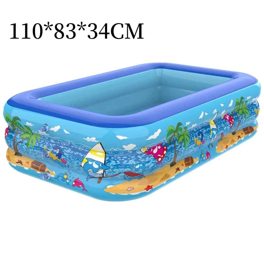 110-180CM Inflatable Swimming Pool Indoor Outdoor PVC Swimming Pool Cartoon Thickening Swimming Pool for Toddler Kids Pool