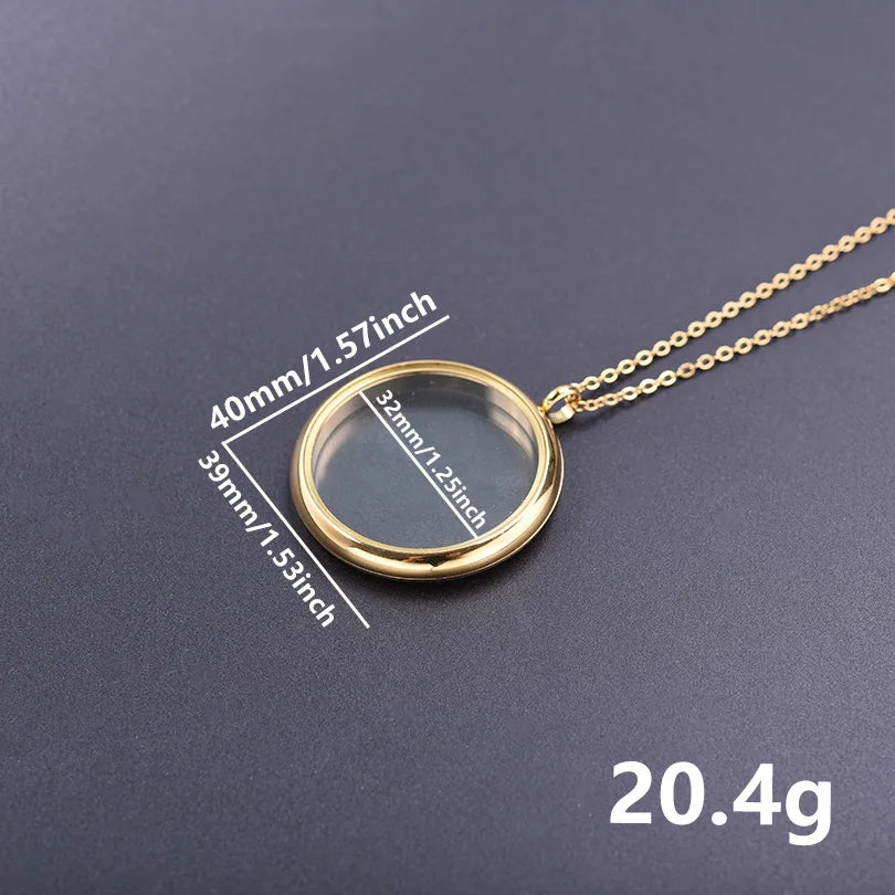1Pc 17/28/32mm Stainless Steel Round Memory Ashes Locket Pendant Men Necklaces Diy Floating Relicario Coin Bezel Collar Jewelry