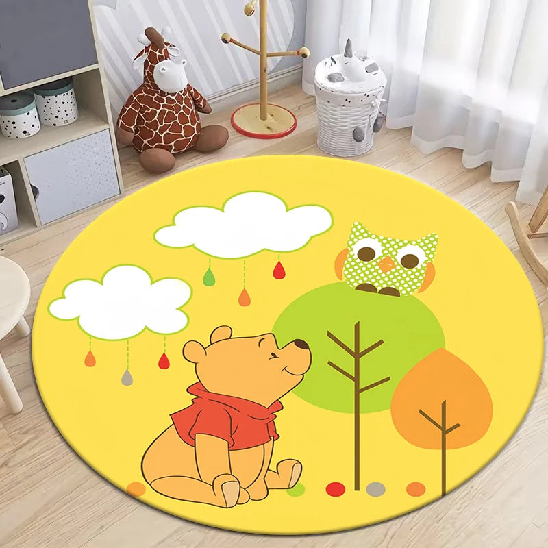 Winnie the Pooh Cute Cartoon Print Round Carpet.Bedroom,Balcony,Entry Door,Sofa,Chair Non-slip Mat.Gift,Picnic,Home Decorat,Rug