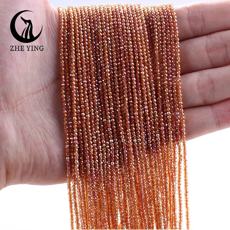 Zhe Ying New 2mm Electroplating AB Crystal Beads Small Loose Faceted Spacer Beads for Jewelry Making DIY Accessories