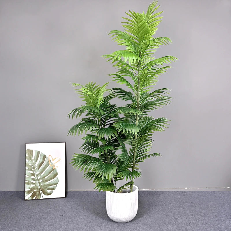 150cm Large Artificial Palm Tree Fake Tropical Plants Green Monstera Leaves Plastic Banyan Tree for Garden Home Office Decor