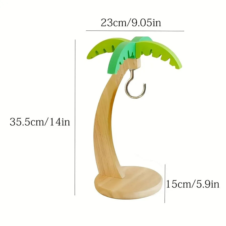 Wooden Banana Rack Hanging Kitchen Rack Simulated Leaf Decorative Fruit Vertical Storage Rack with Hook Kitchen Decoration