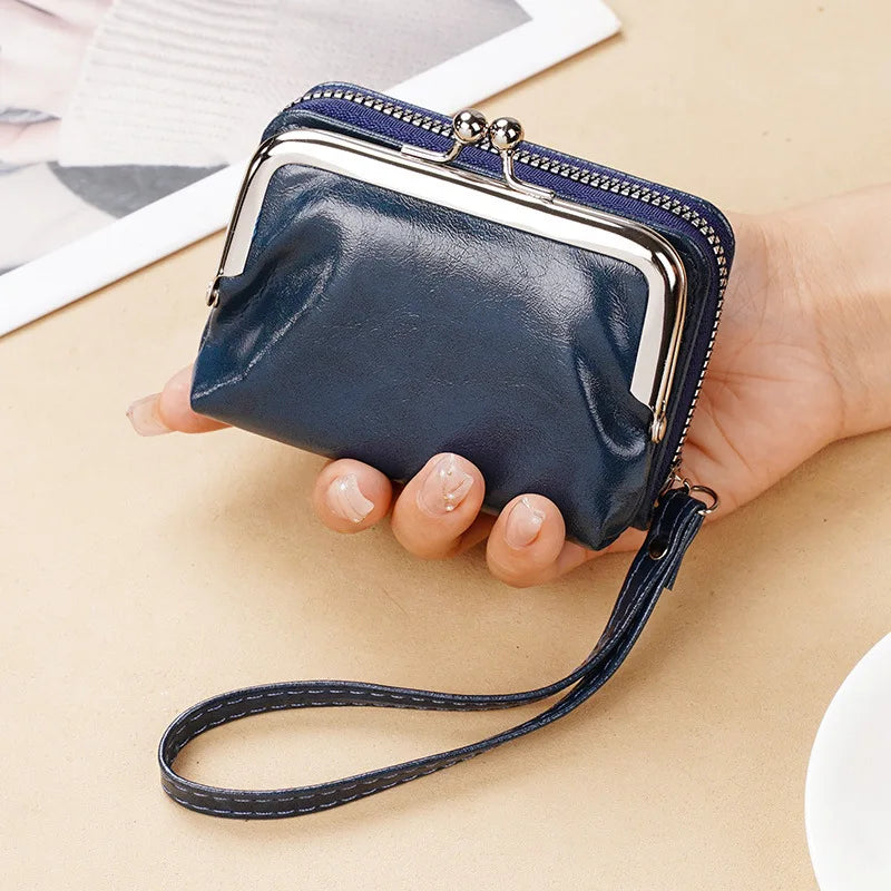Women's Wallets Vintage Style Coin Purses Large Capacity Card Holder Wrist Strap Short Small Change Storage Bag Women Wallet