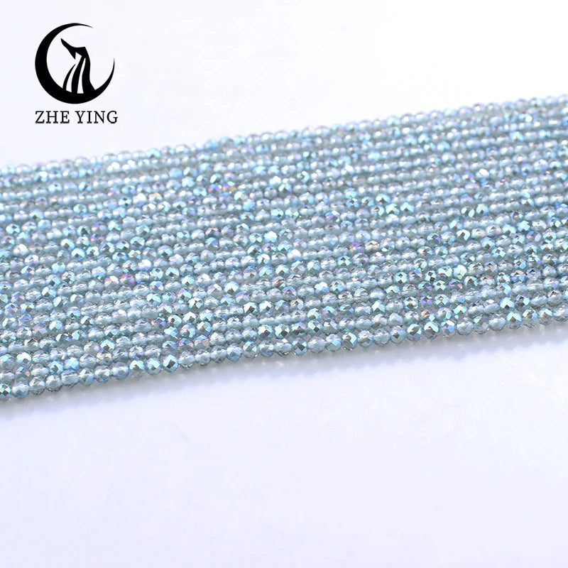 Zhe Ying New 2mm Electroplating AB Crystal Beads Small Loose Faceted Spacer Beads for Jewelry Making DIY Accessories
