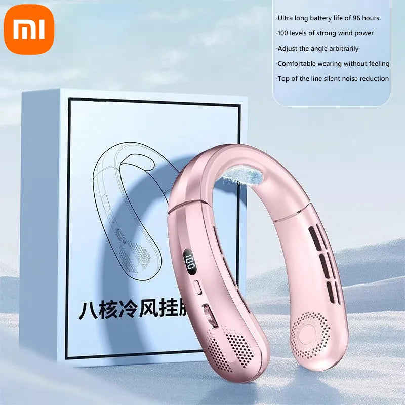 Xiaomi 8000mAh USB Hanging Neck Fan Portable Bladeless Mini Rechargeable Mute LED Digital Display Electric Air Cooler Handheld