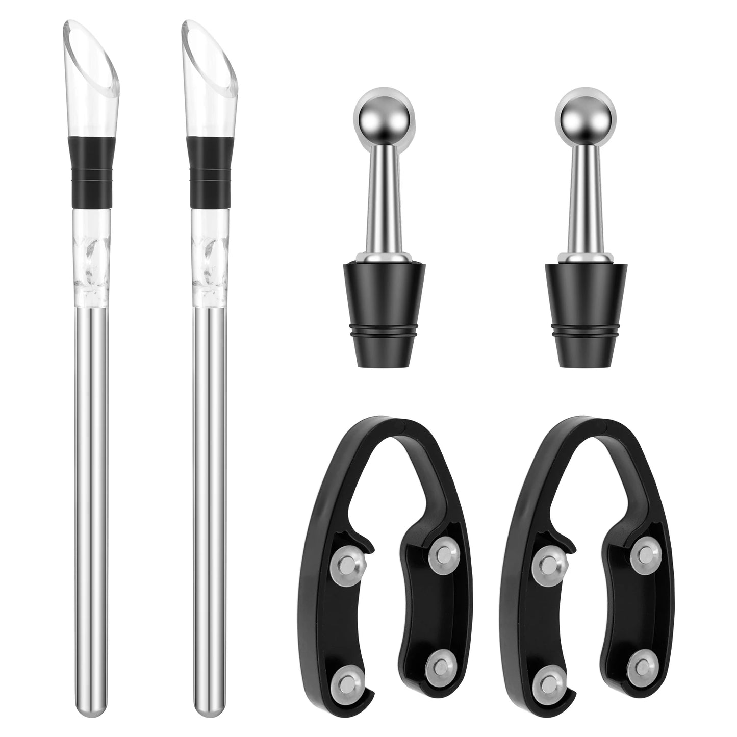 Wine Cooling Rod Stainless Frozen Stick Beer Chiller Stick Ice Wine Cooler 4 in 1 Wine Cooling w/ Wine Pourer Stopper Cutter