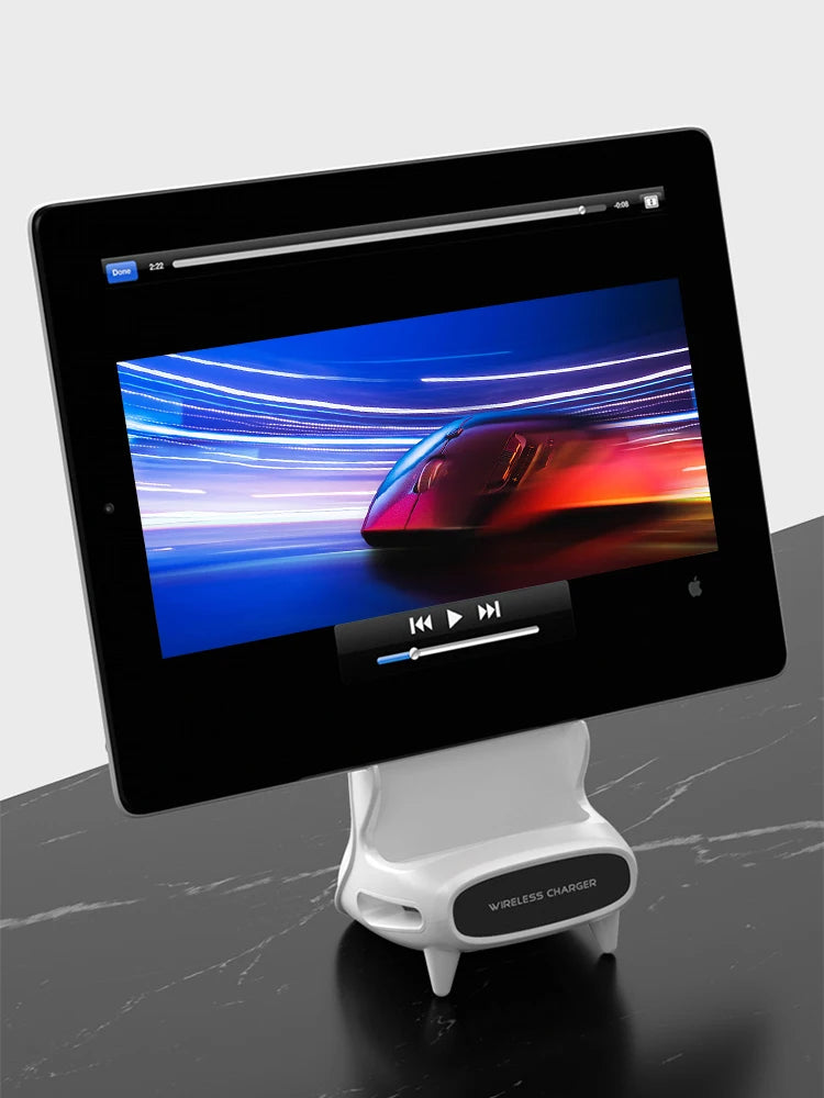 15W Wireless Review Phone Stand Support Mount Desktop Charger Stand Induction Fast Charge for iPhone Phone Holder