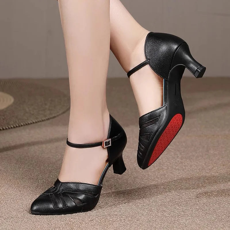 Square Dance Shoes Women Leather Sneakers Latin Dance Shoes Adult Social Ballroom Dancing Banquet Modern Dance Sandals Woman
