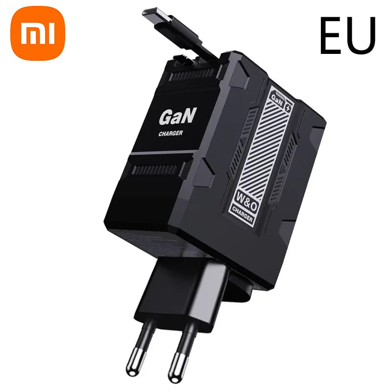 Xiaomi 120W GaN Fast Charger Compatible With Retractable Type-c And Ligtning Cable Portable Adapter For Iphone 16 Ipad Macbook