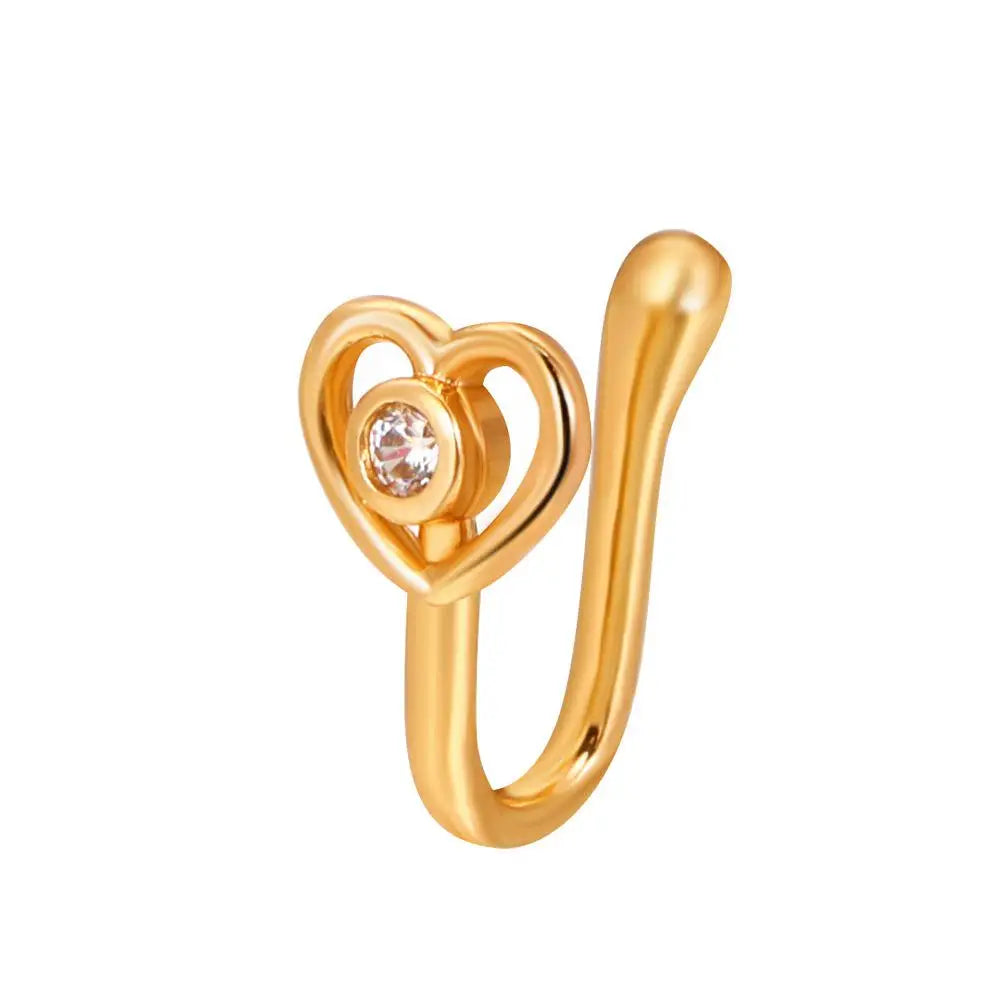 Men Women Nose Ring Clip Fake Septum Piering Rock Hip Hoop Punk Stainless Steel Body Jewelry Non Perforation Nose Clips Ring Z6