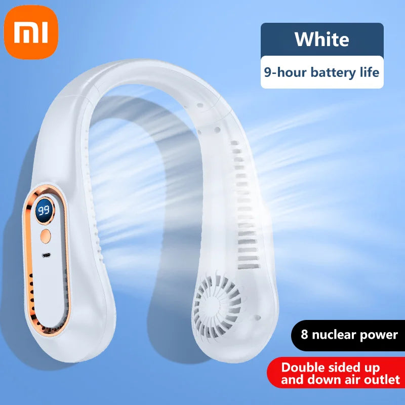 Xiaomi 8000mAh USB Hanging Neck Fan Portable Bladeless Mini Rechargeable Mute LED Digital Display Electric Air Cooler Handheld