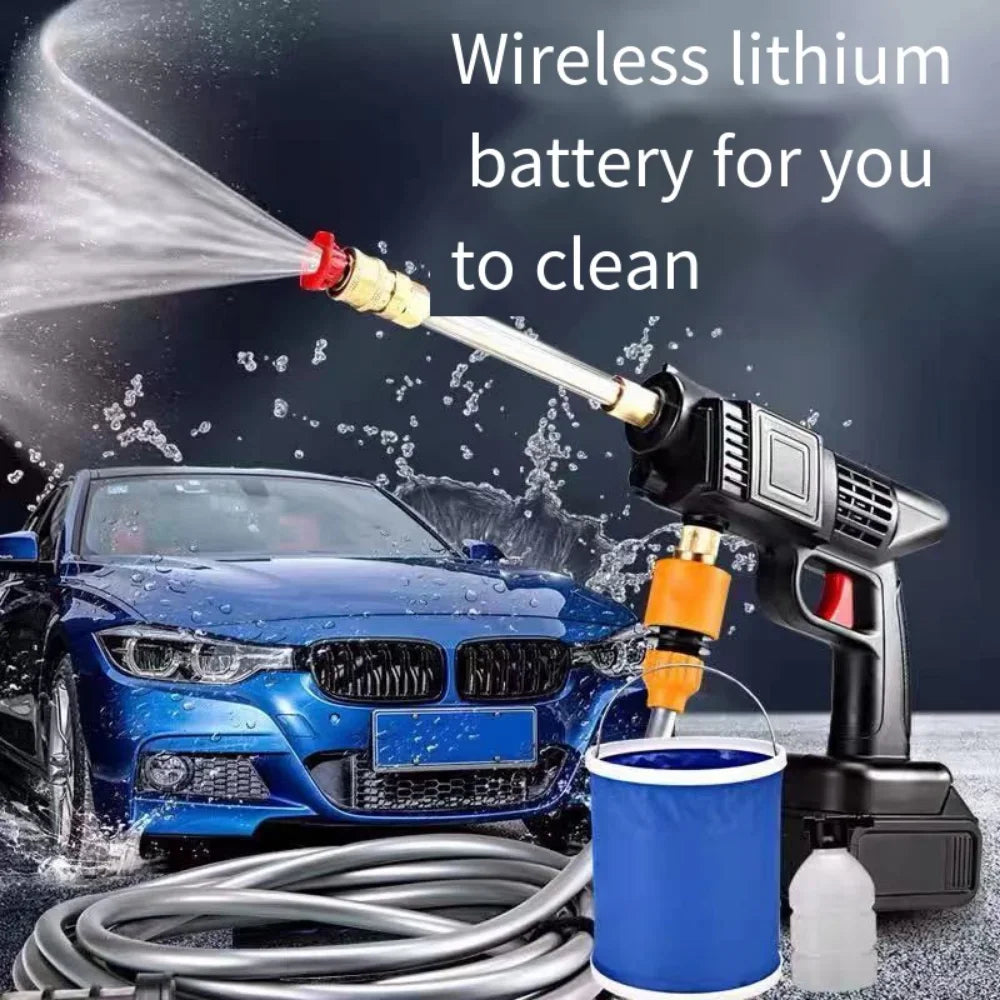 Wireless High Pressure Car Washing Machine with Lithium Battery Rechargeable Electric Car Washer Portable Water Gun Kit Cleaner