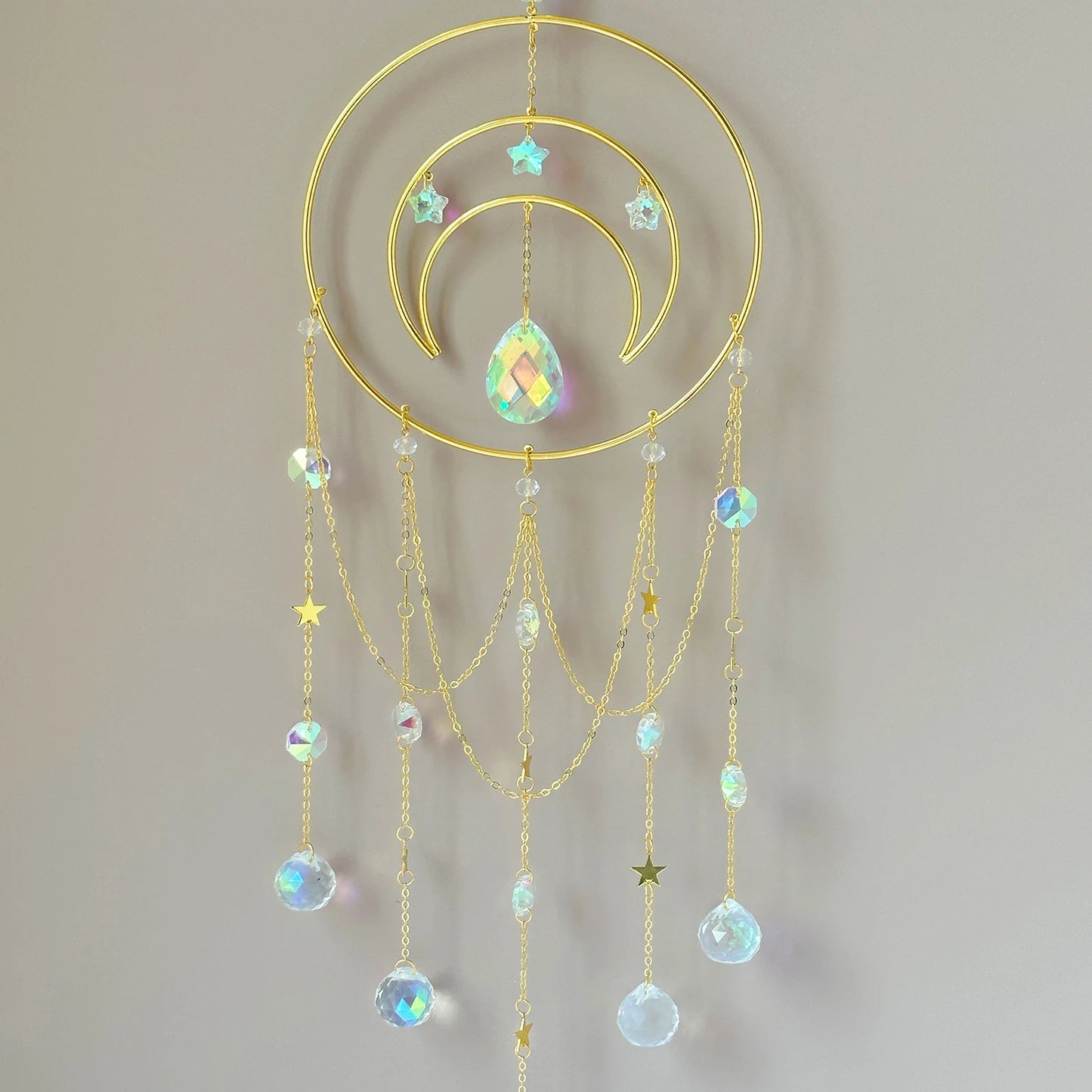 1PC Large Moon Suncatcher, Moon Crystal Wind Chime Charm, Charming Decoration, Charming Gift