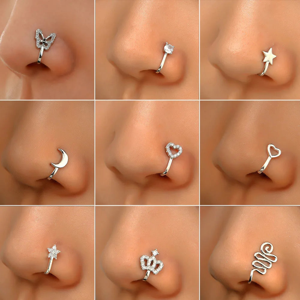 Men Women Nose Ring Clip Fake Septum Piering Rock Hip Hoop Punk Stainless Steel Body Jewelry Non Perforation Nose Clips Ring Z6