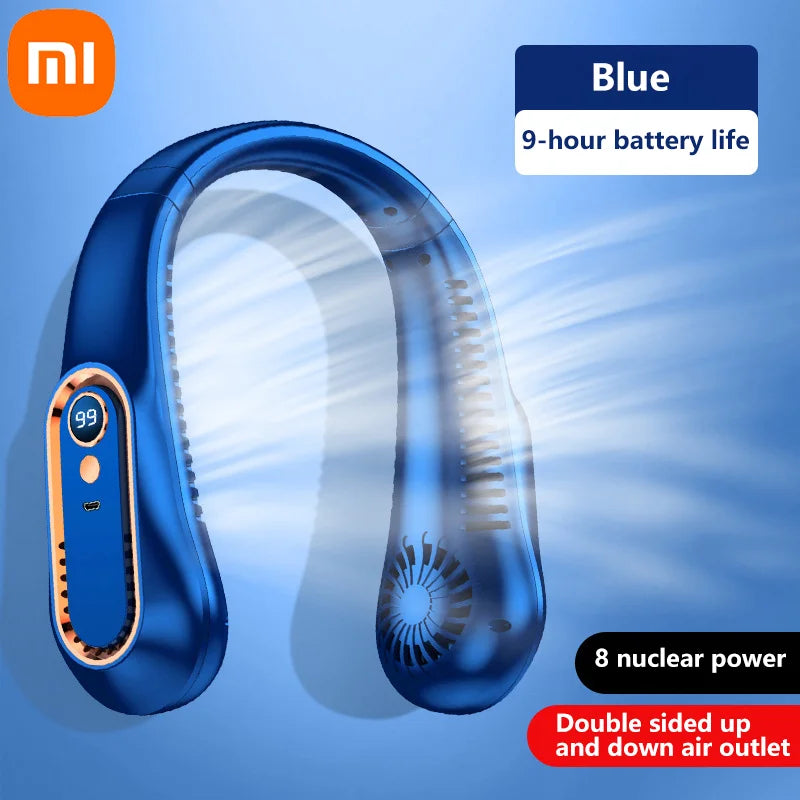 Xiaomi 8000mAh USB Hanging Neck Fan Portable Bladeless Mini Rechargeable Mute LED Digital Display Electric Air Cooler Handheld
