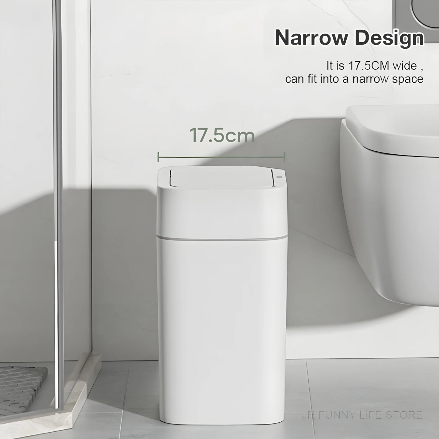 12L+16L Automatic Sensor Trash Can IPX4 Waterproof Bathroom Smart Trash Basket White Electric Toilet Wastebasket