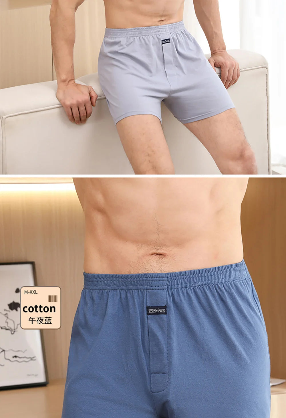 100% Cotton Men Pajama Shorts Summer Solid Elastic Waist Short Pants Casual Breathable 3D Crotch Bottoms Sleepwear pijama hombre