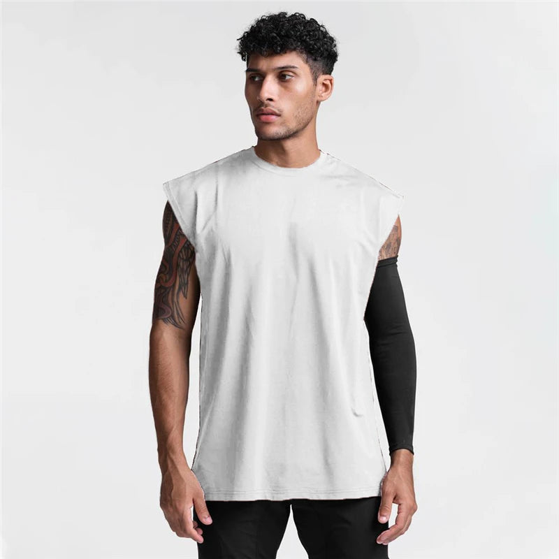 Men's Fitness Running Breathable Exercise Tank Top Sports Casual Sleeveless T-shirts Gym Clothing