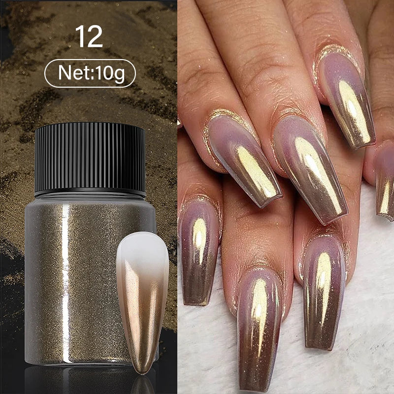 1Box Silver Gold Moonlight Mirror Nails Glitter Powder Metallic Silver Decoration For Nails Aurora Chrome Manicure Nail Art
