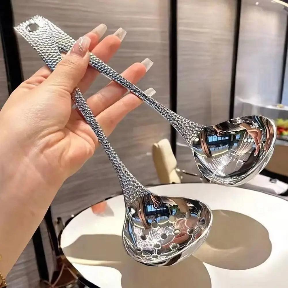 1/2Pcs New Leaky Long Handle Spoon Stainless Steel 20cm Soup Scoop Cooking Gadget for Hot Pot Restaurant Eating