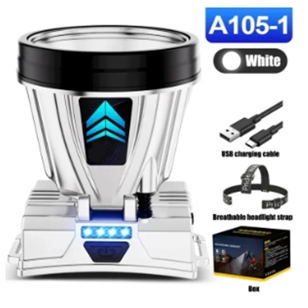 1000m High-beam Headlight Flashlight Headlamp rechargeabl waterproof Emergency Cycling Camping