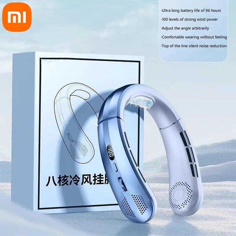 Xiaomi 8000mAh USB Hanging Neck Fan Portable Bladeless Mini Rechargeable Mute LED Digital Display Electric Air Cooler Handheld
