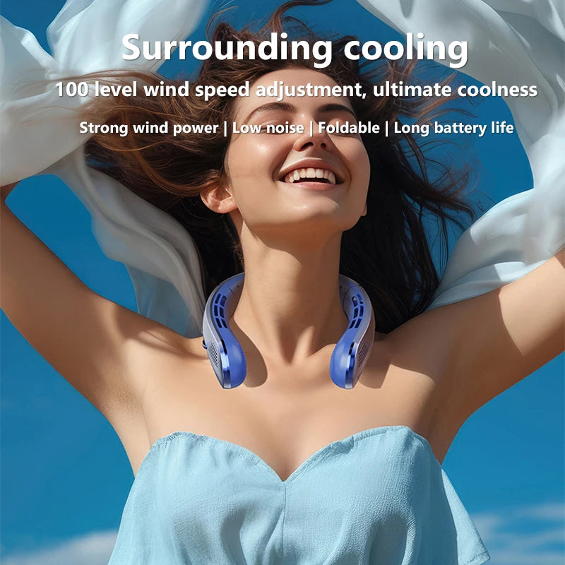 Xiaomi 8000mAh USB Hanging Neck Fan Portable Bladeless Mini Rechargeable Mute LED Digital Display Electric Air Cooler Handheld