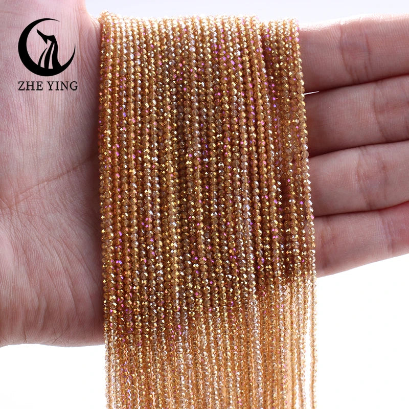 Zhe Ying New 2mm Electroplating AB Crystal Beads Small Loose Faceted Spacer Beads for Jewelry Making DIY Accessories