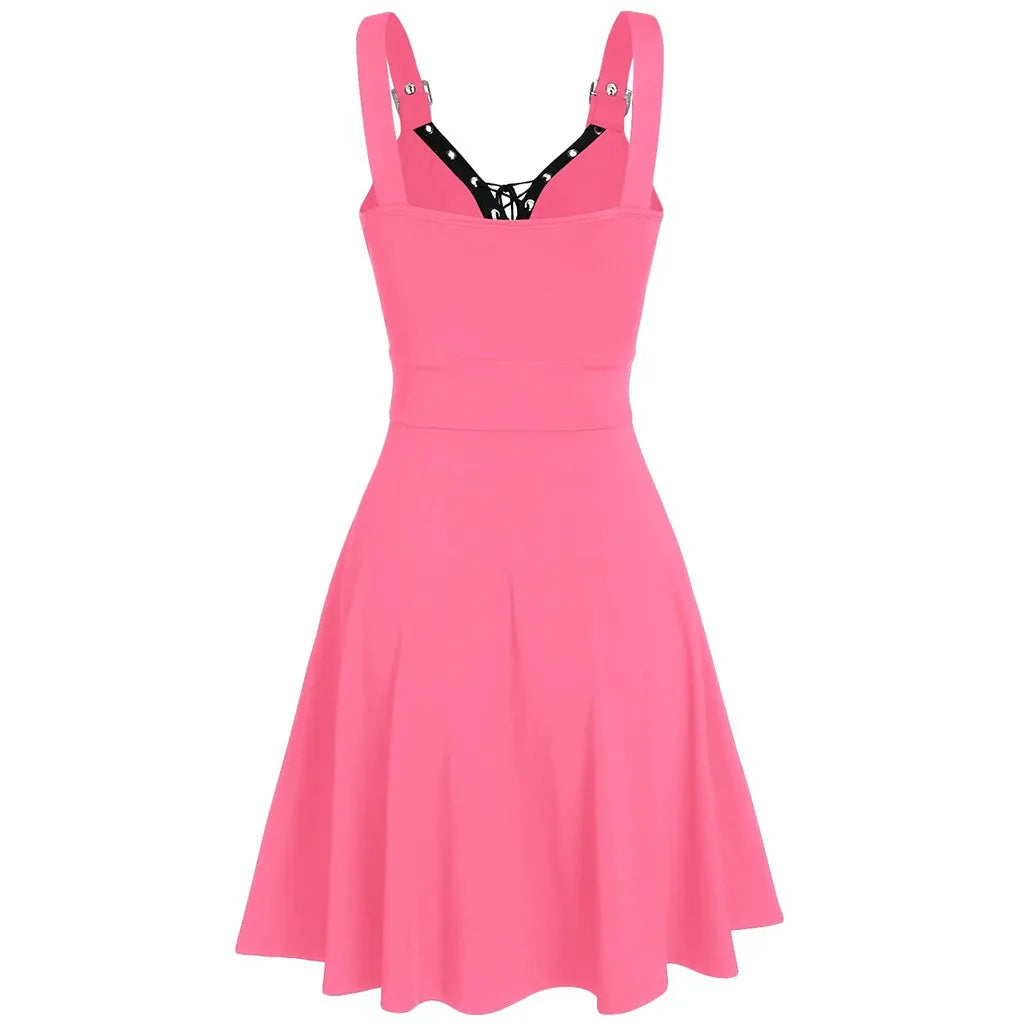 Women Plus Size Cool Solid Bandage Irregular Hem Sleeveless Camisole Mini Dress Elegant Women'S Dresses For Party Vestidos Femin