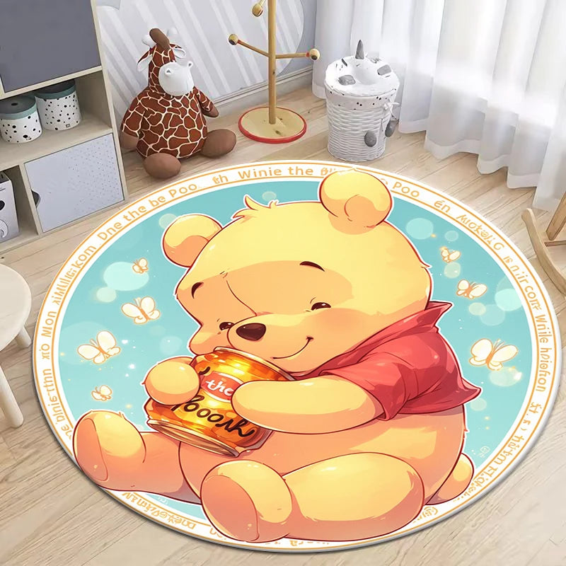 Winnie the Pooh Cute Cartoon Print Round Carpet.Bedroom,Balcony,Entry Door,Sofa,Chair Non-slip Mat.Gift,Picnic,Home Decorat,Rug