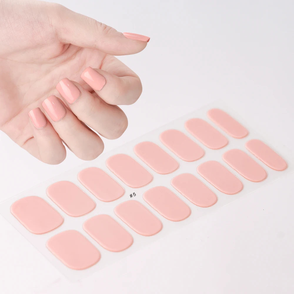 14pc Transparent Semi Cured Gel Nail Strips Nail Strengthening Gel Slider Long-Lasting Clear Crystal Gel Waterproof UV Stickers