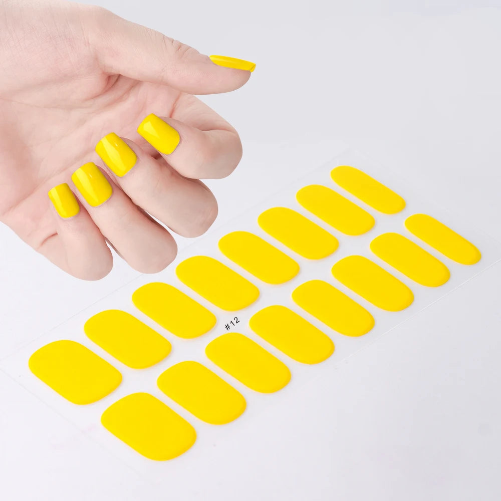 14pc Transparent Semi Cured Gel Nail Strips Nail Strengthening Gel Slider Long-Lasting Clear Crystal Gel Waterproof UV Stickers