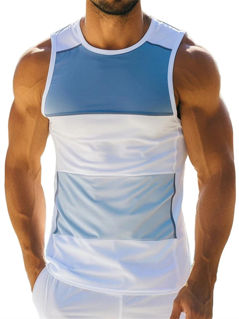 Vintage Striped Graphic Tank Tops For Men Fashion Casual Summer Sleeveless 3D Printed Vest Loose Crew Neck Quick Dry Sports Tees