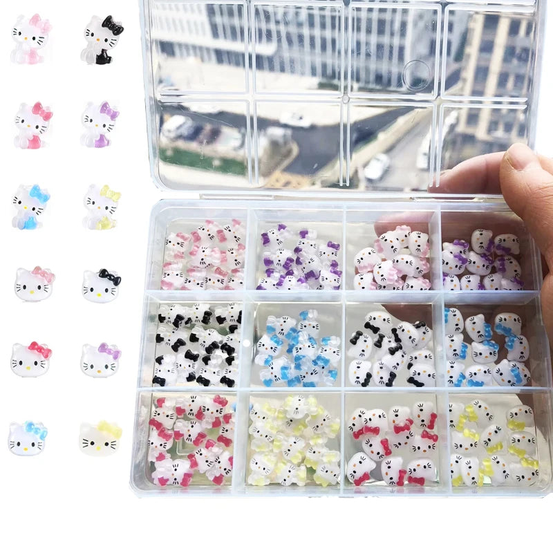 120PCS/70PCS Kawaii Sanrio Mini Nail Art Accessories Stickers HelloKitty DIY Phone Case Hairpin Nail Decoration Charms Craft Y2K