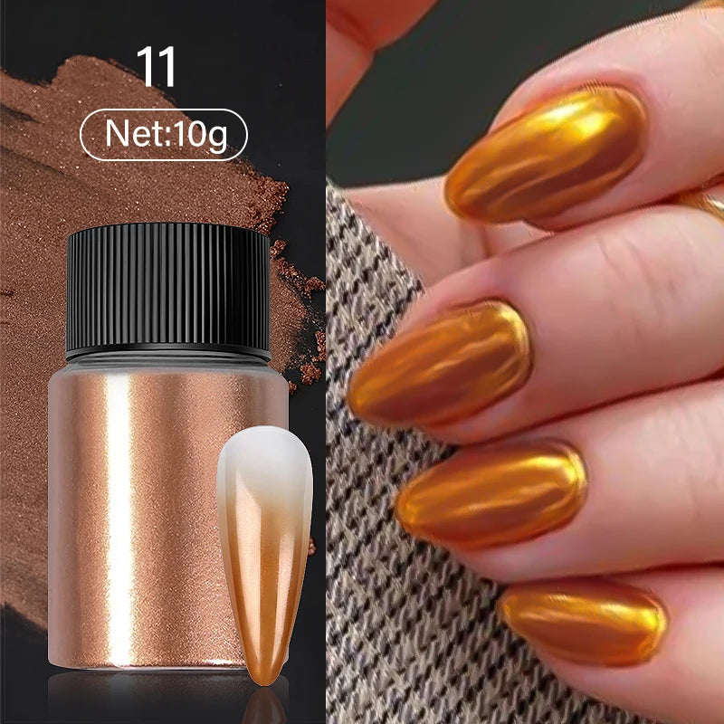 1Box Silver Gold Moonlight Mirror Nails Glitter Powder Metallic Silver Decoration For Nails Aurora Chrome Manicure Nail Art