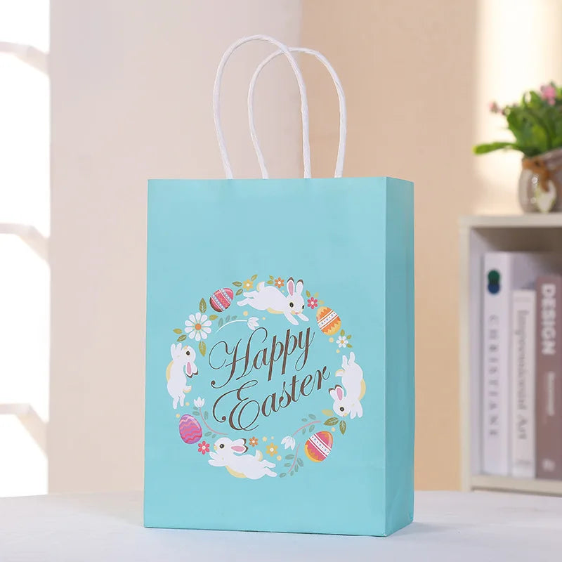 Bunny Rabbit Paper Bag Cartoon Gift Bag for Happy Easter Party Decorations Kids Gift Cookies Packaging Bags