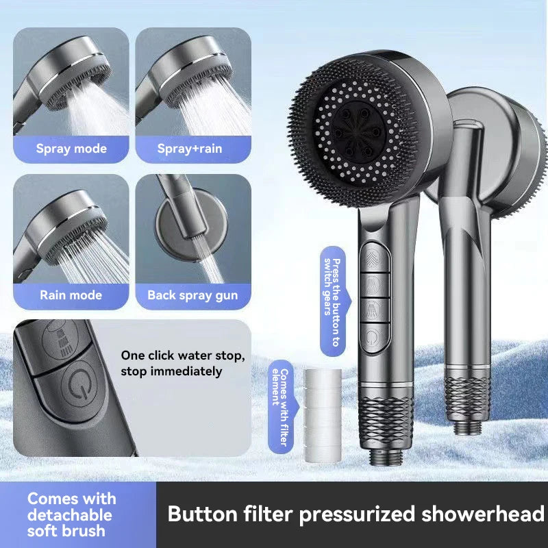Xiaomi Shower Head 4 Modes High Pressure Showerhead One-key Stop Water Massage Shower Head With Filter Element Shower Head 2025