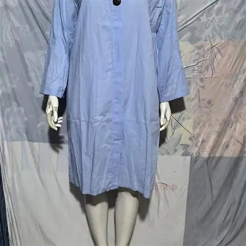 Women's Casual Button-Up Linen irt Long Ne round Color Blo Pet Clothing Accories