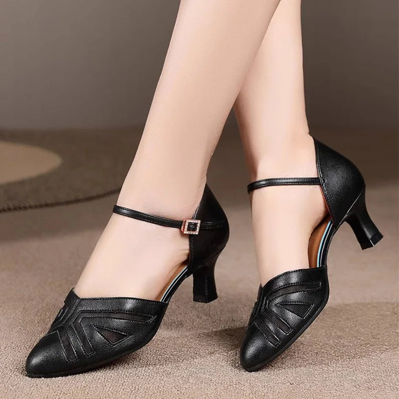 Square Dance Shoes Women Leather Sneakers Latin Dance Shoes Adult Social Ballroom Dancing Banquet Modern Dance Sandals Woman